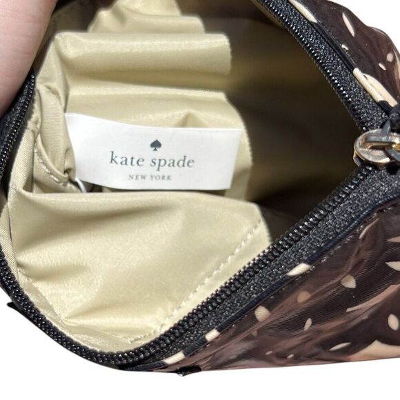 Kate Spade Black and Ivory Daisy Print Small Vinyl Zipper Pouch - Picture 3 of 4